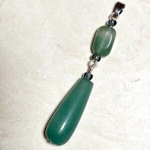 2/$20, Natural Green Aventurine Pendant, Genuine Gemstone Long Drop Pendant